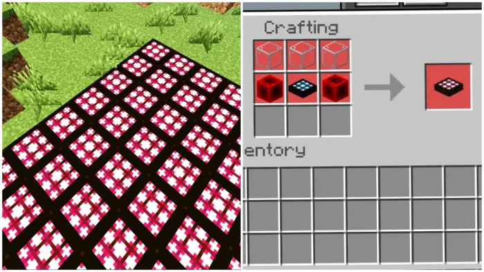 Left Grid of advanced tech blocks Right Recipe for crafting tech block