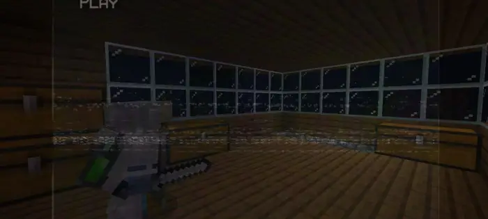 VHS glitch effect in a blocky game room