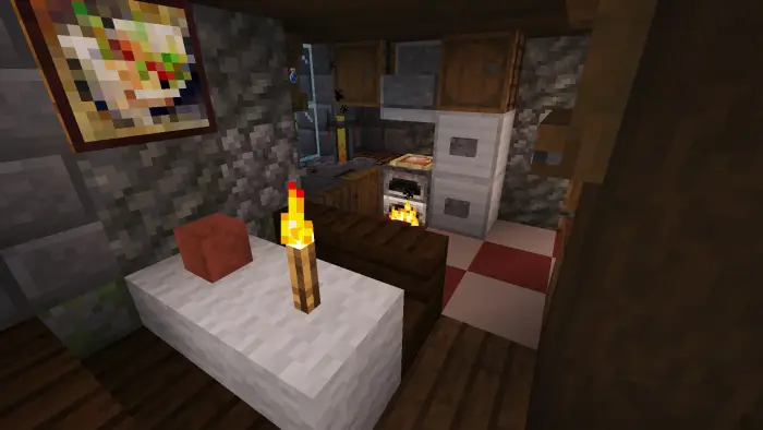 Cozy medieval-style cottage kitchen interior