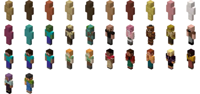 Multiple armor stand skins in various styles