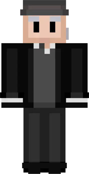 Funko-style skin elderly man in black suit