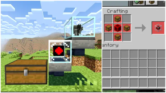 Automated machine next to chest and recipe