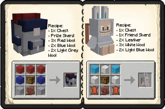 Left and right backpack crafting recipes shown.