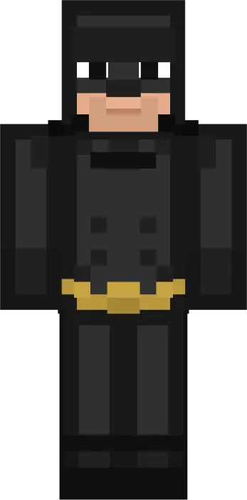 Funko-style superhero in black suit skin