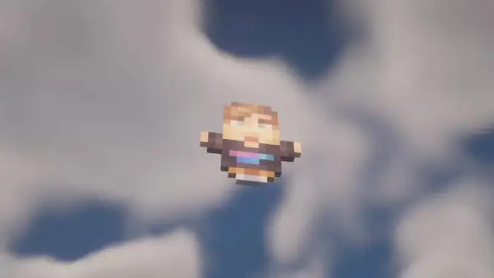 Pixelated totem with a YouTuber design