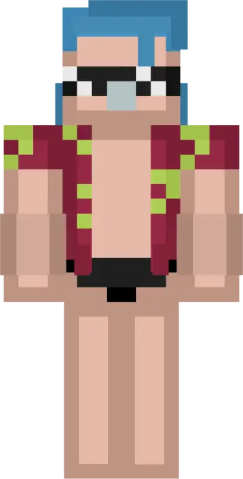 Funko-style pirate with blue hair and shades