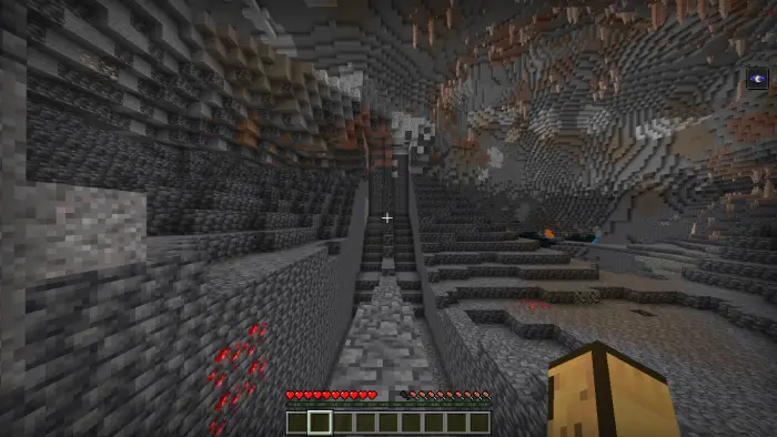 Straight path carved through underground cave