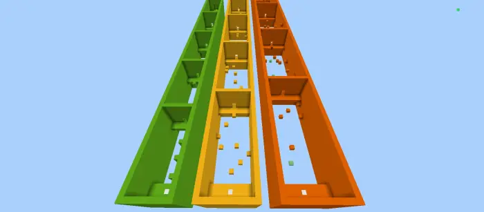 Three parkour lanes easy, medium, hard