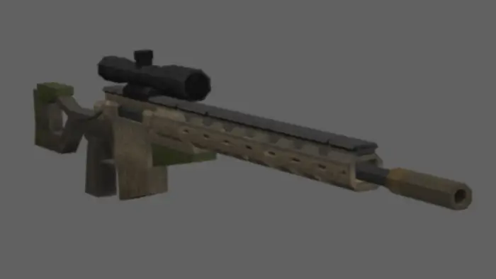 Camouflage sniper rifle with scope