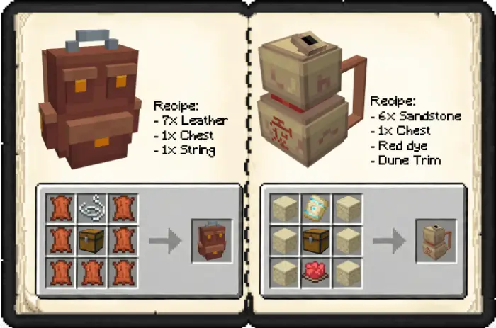 Leather and sandstone backpack crafting recipes