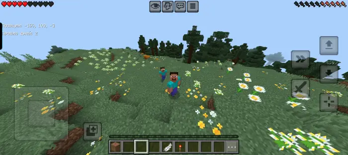 Two characters exploring a grassy, flowery hill