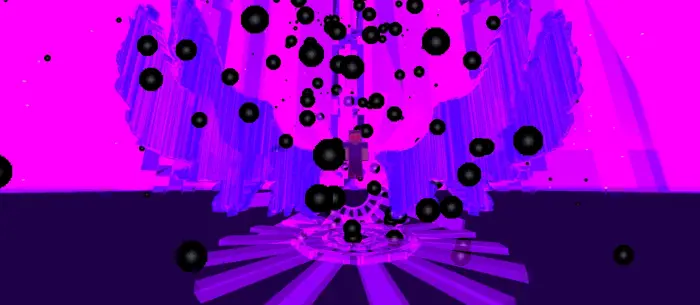 Steve surrounded by dark energy orbs