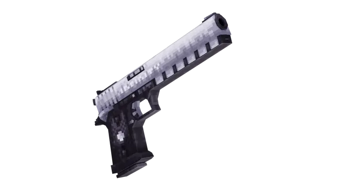 Pixelated 3D handgun with silver barrel