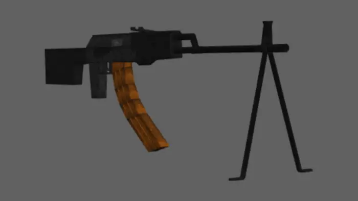 Pixel-style light machine gun with bipod