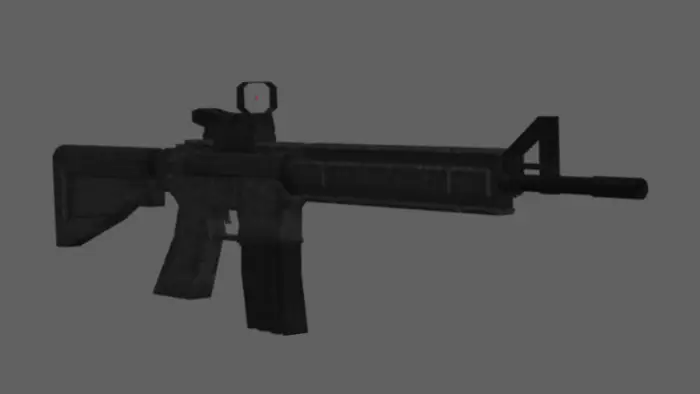 3D tactical rifle with red dot sight