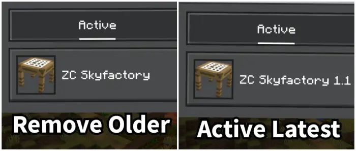 Left Older version active Right Latest version active