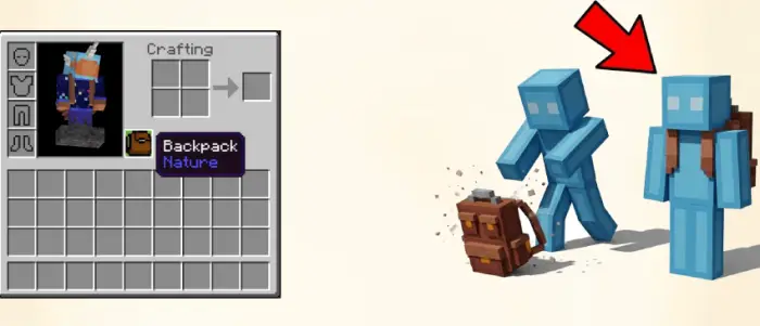 Inventory with backpack and two avatars