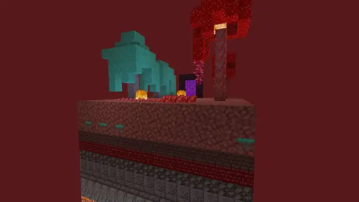 Nether chunk section with colorful trees