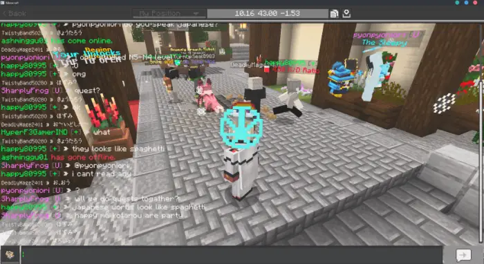 Dark mode chat UI with players gathered