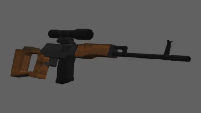 Low-poly sniper rifle with wooden stock