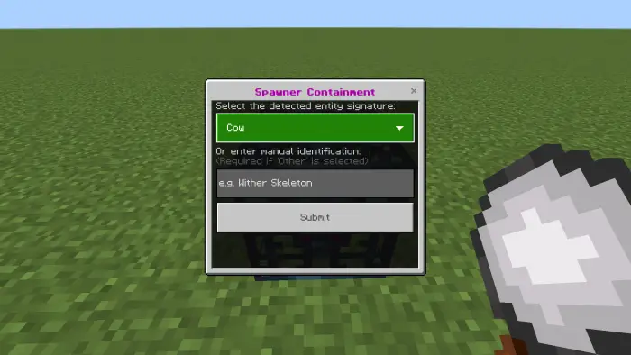 Spawner Containment mob selection screen