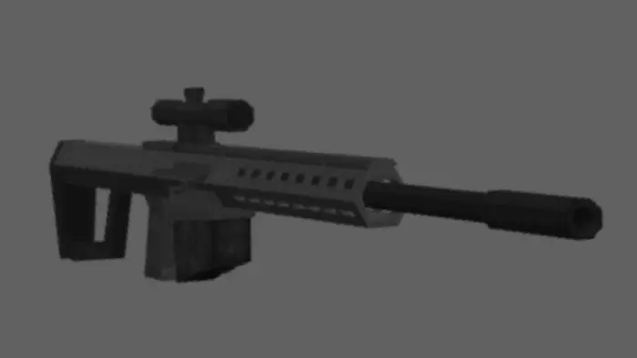 Pixelated sniper rifle with scope attached