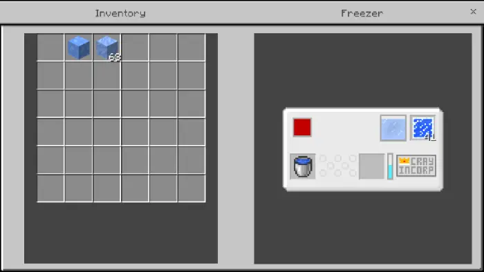 Freezer interface with ice blocks and slots
