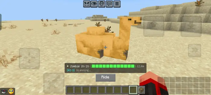 AI tactical HUD scanning near a camel