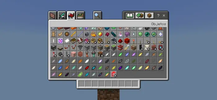 Inventory menu with various items displayed