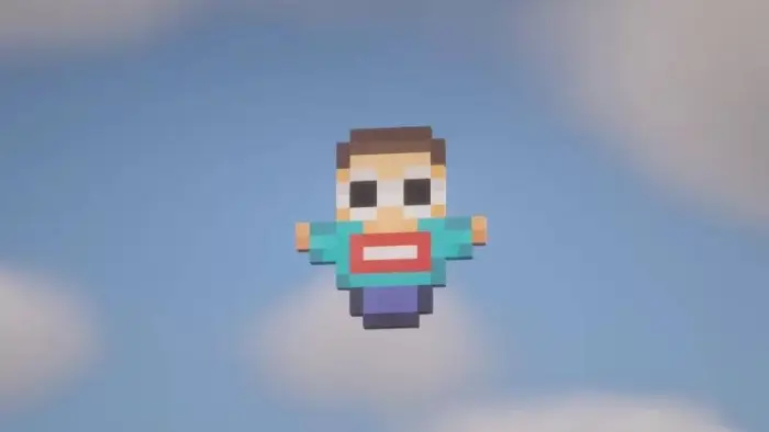 Pixel art totem resembling a YouTuber avatar