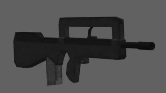 Low-poly black assault rifle model