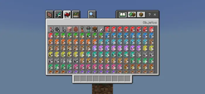 Inventory full of colorful mystery blocks