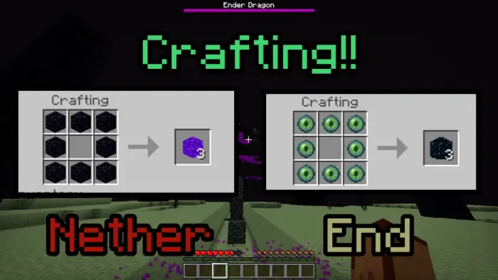 Crafting recipes for Nether and End items