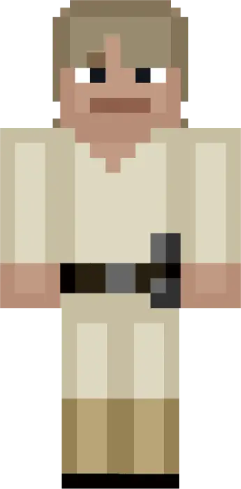 Blocky hero in beige Funko-style outfit
