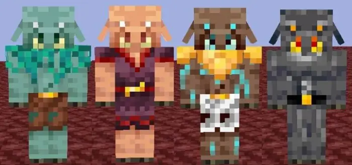 Four mob variants with unique armor designs