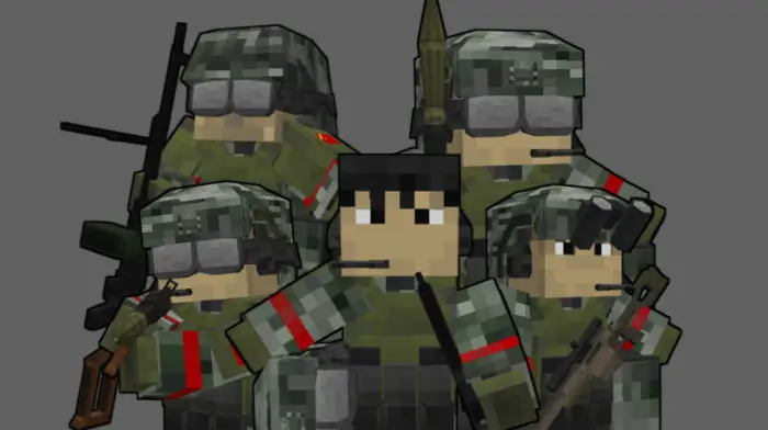 Blocky soldiers in tactical military gear