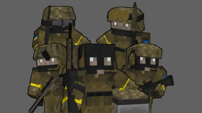 Blocky soldiers in tactical military gear