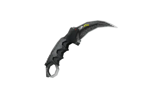 Curved black tactical knife with details