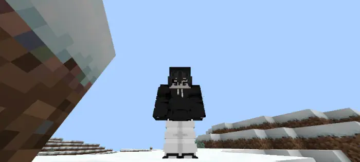 3D player skin with depth on snowy terrain