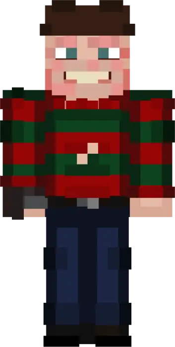 Pixelated cute-but-creepy striped sweater skin