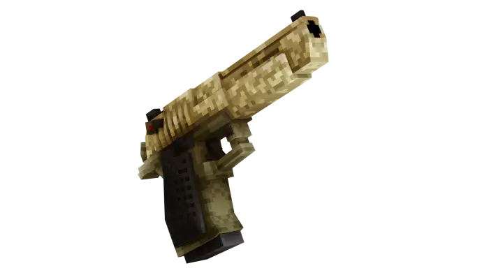 Pixelated camo handgun with detailed design