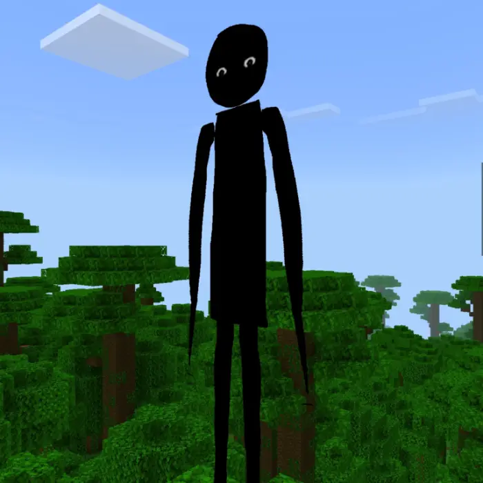 Tall shadowy monster above blocky forest