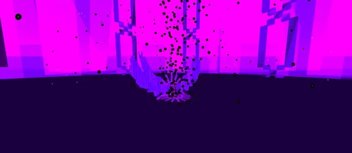 Purple energy explosion with black particles