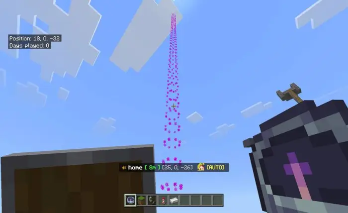 Waypoint mod interface with purple beam