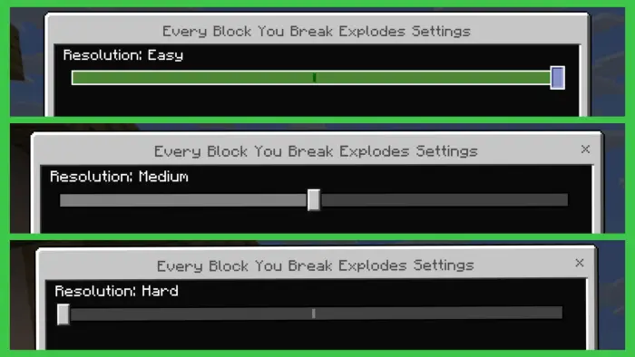 Easy, Medium, Hard explosion difficulty sliders
