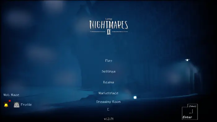 Game menu with dark eerie background