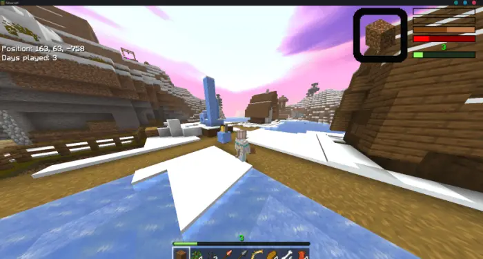 GTA-style health bar in snowy village