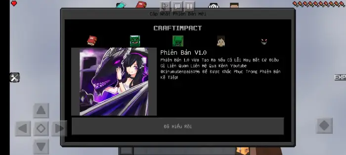 Game mod menu with character artwork