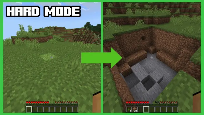 ALT text Grass block explodes in hard mode