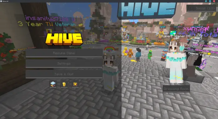 Dark mode game UI with Hive pause menu